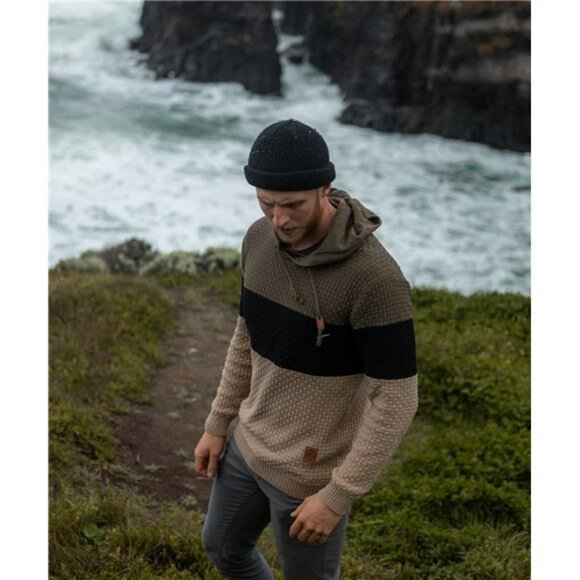 Mens Slim Fit Hooded Sweater Long Sleeve Knit Pullover Hoodie Lightweight - Picture 4 of 6